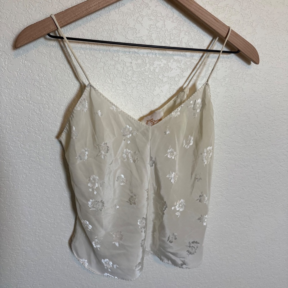 Vintage Coquette Fairycore Ilise Stevens Floral Cami Medium Cream